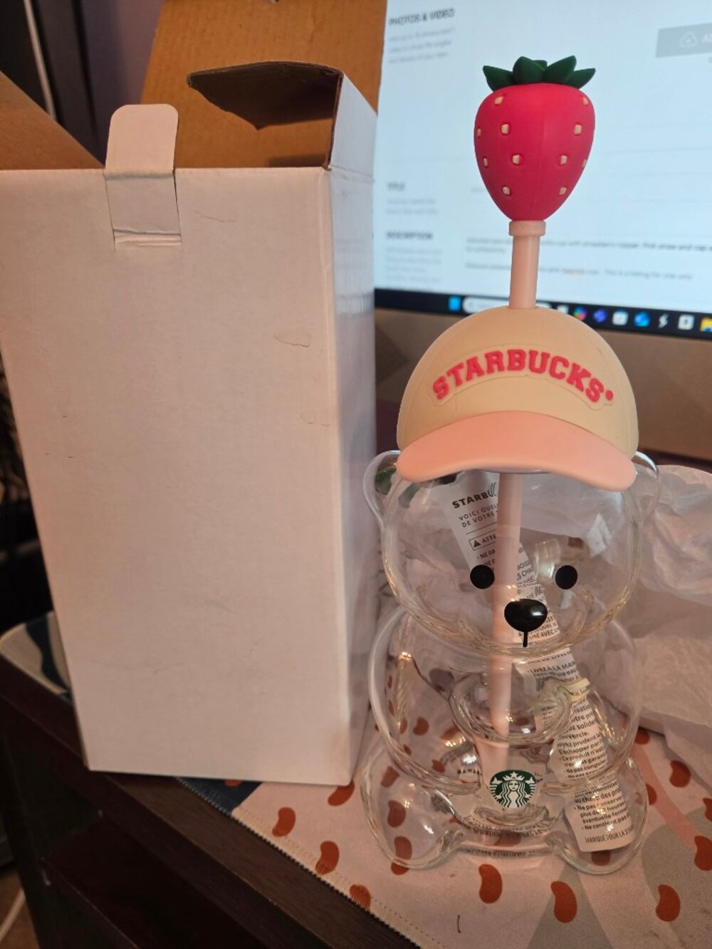 RARE  Limited Edition NWT & Box Strawberry Starbucks 2026 Bearista Glass Bear